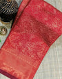 Beguiling Red Soft Banarasi Silk Saree With Mellifluous Blouse Piece