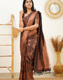 Mesmerising Brown Soft Silk Saree With Staggering Blouse Piece