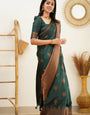 Quintessential Dark Green Soft Silk Saree With Most Blouse Piece