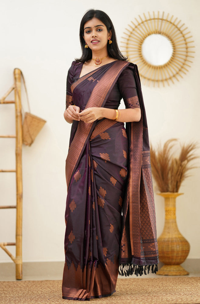 Amiable Purple Soft Silk Saree With Radiant Blouse Piece