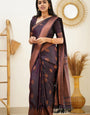 Amiable Purple Soft Silk Saree With Radiant Blouse Piece