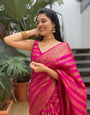 Nebula Pink Soft Silk Saree With Assemblage Blouse Piece