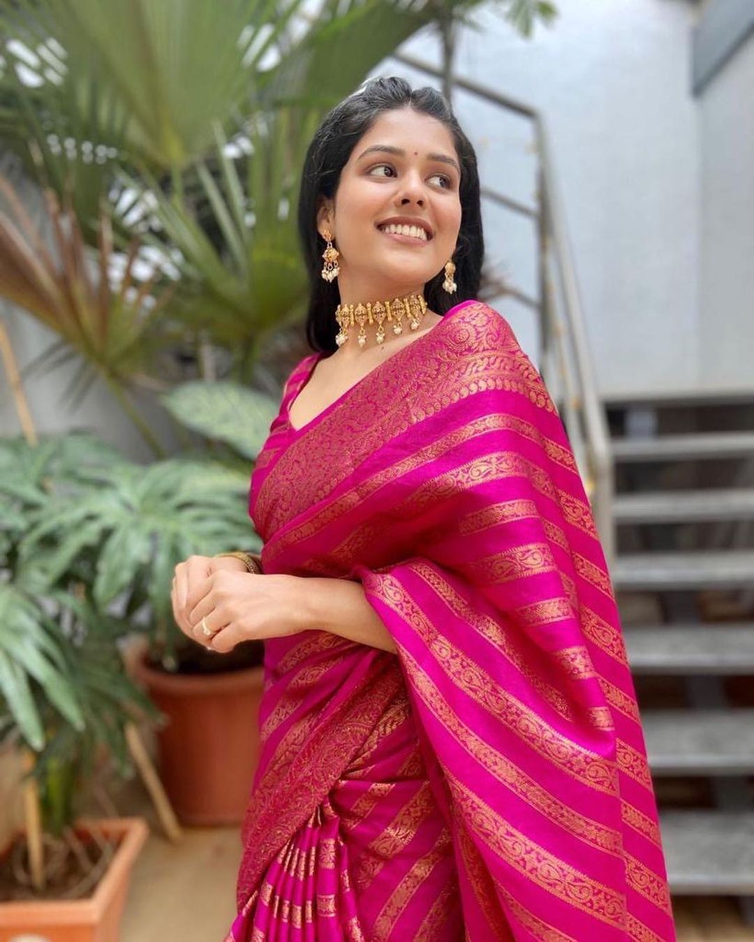 Nebula Pink Soft Silk Saree With Assemblage Blouse Piece