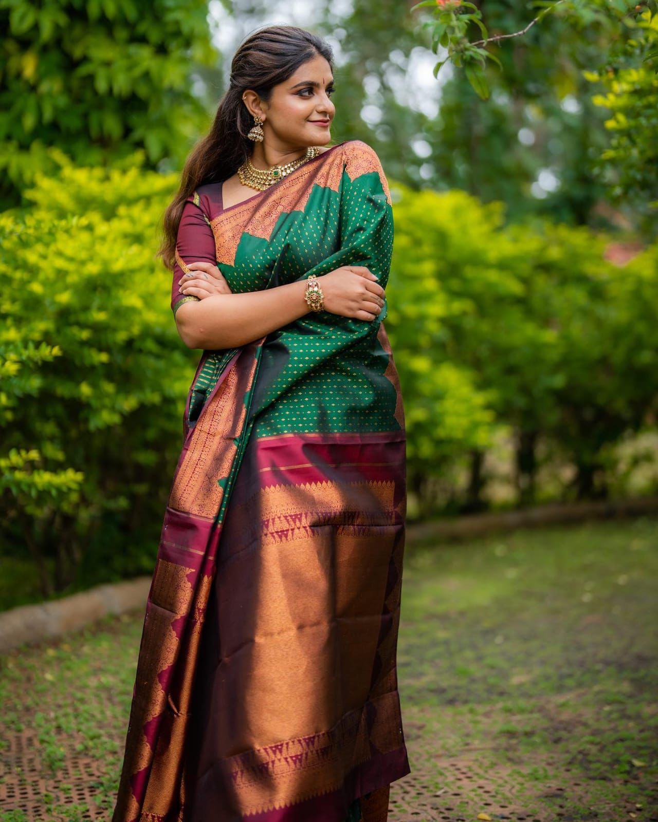 Desultory Green Soft Silk Saree With Embellished Blouse Piece