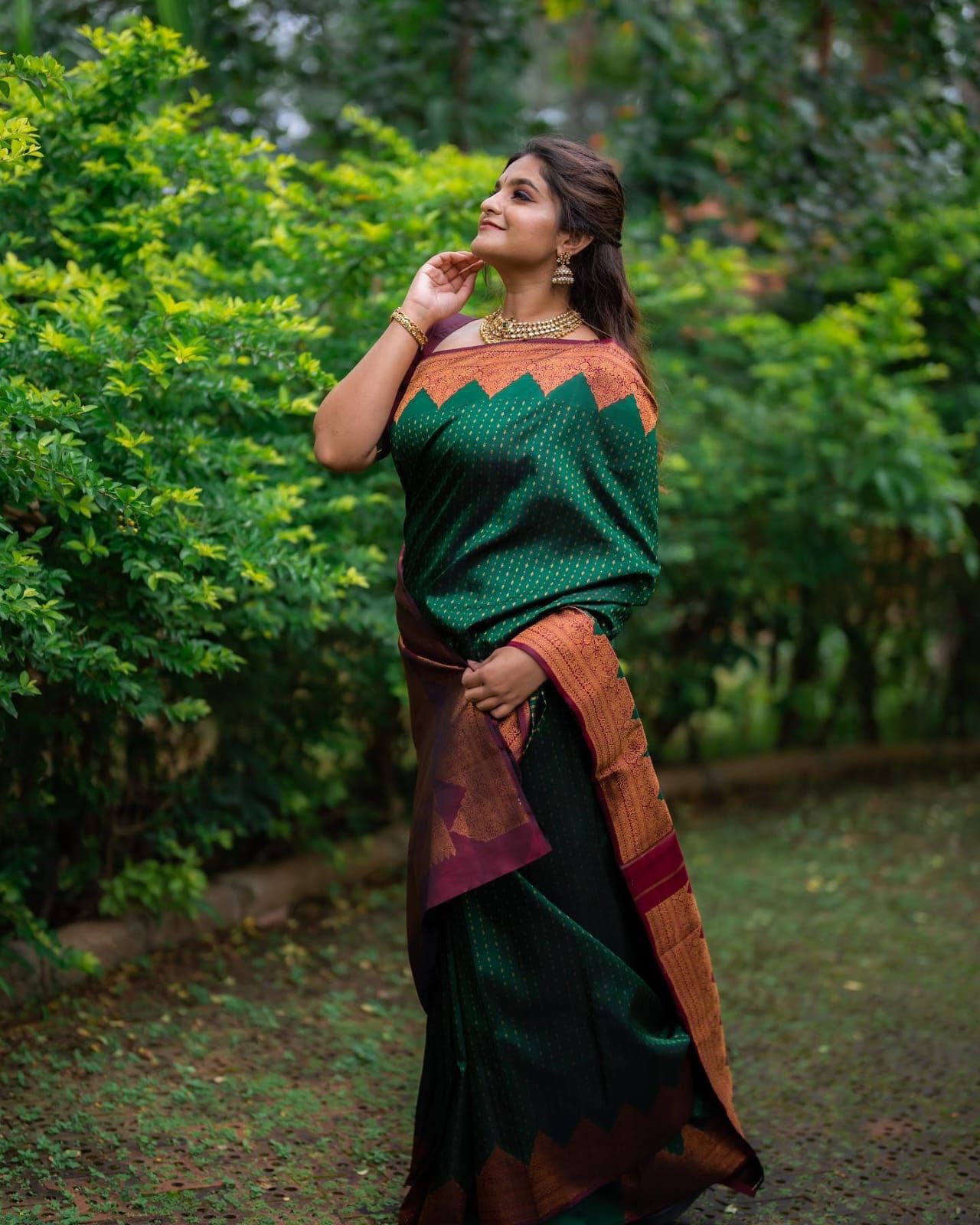 Desultory Green Soft Silk Saree With Embellished Blouse Piece