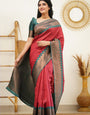 Ephemeral Maroon Soft Banarasi Silk Saree With Fugacious Blouse Piece