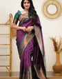 Cynosure Purple Soft Banarasi Silk Saree With Chatoyant Blouse Piece