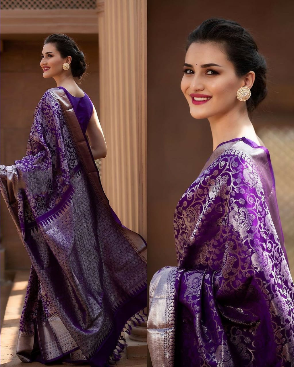 Classic Purple Soft Banarasi Silk Saree With Tantalizing Blouse Piece