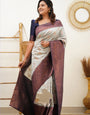 Enamoring Beige Soft Silk Saree With Ethnic Blouse Piece