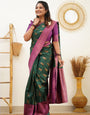 Woebegone Green Soft Silk Saree With Embellished Blouse Piece