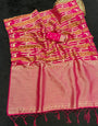 Exceptional Dark Pink Banarasi Tissue Silk Saree With Jubilant Blouse Piece