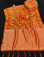 Embrocation Orange Banarasi Tissue Silk Saree With Radiant Blouse Piece