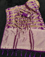 Piquant Purple Banarasi Tissue Silk Saree With Divine Blouse Piece
