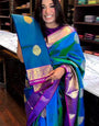 Inimitable Blue Soft Silk Saree With Ineffable Blouse Piece