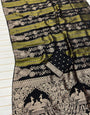 Diaphanous Black Soft Banarasi Tissue Silk Saree With Whimsical Blouse Piece