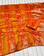Mesmeric Orange Soft Banarasi Tissue Silk Saree With Desiring Blouse Piece