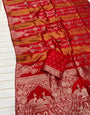 Trendy Red Soft Banarasi Tissue Silk Saree With Nemesis Blouse Piece