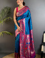 Ethereal Blue Paithani Silk Saree With Ineffable Blouse Piece
