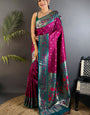 Scintillating Purple Paithani Silk Saree With Imbrication Blouse Piece