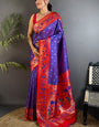Elegant Royal Purple Paithani Silk Saree With Resonant Blouse Piece
