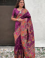 Admirable Purple Nylon Dola Pashmina Saree With Intricate Blouse Piece