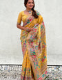 Glamorous Yellow Nylon Dola Pashmina Saree With Comely Blouse Piece