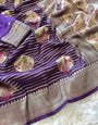 Sumptuous Purple Soft Banarasi Silk Saree With Charming Blouse Piece