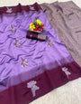 Embellished Lavender Soft Silk Saree With Gratifying Blouse Piece