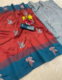 Scrumptious Red Soft Silk Saree With Imbrication Blouse Piece