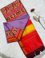 Ethereal Lavender Ikkat Printed Patola Silk Saree With Jazzy Blouse Piece