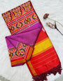 Unequalled Purple Ikkat Printed Patola Silk Saree With Seraphic Blouse Piece