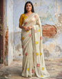 Scrumptious Beige Embroidery Work Viscose Saree With Most Incomparable Blouse Piece