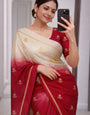 Precious Beige and Maroon Banarasi Khadi Silk Saree With Cynosure Blouse Piece
