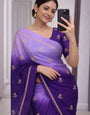Elegant Lavender and Purple Banarasi Khadi Silk Saree With Majestic Blouse Piece