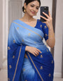 Traditional Sky Blue Banarasi Khadi Silk Saree With Staggering Blouse Piece