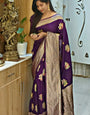 Mesmeric Purple Banarasi Dola Silk Saree With Flaunt Blouse Piece