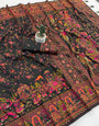 Smart Black Pashmina Silk Saree With Elegant Blouse Piece