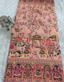 Unequalled Peach Pashmina Silk Saree With Twirling Blouse Piece