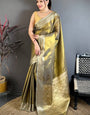 Dissemble Mehndi Banarasi Tissue Silk Saree With Susurrous Blouse Piece