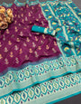 Majestic Purple Banarasi Ikkat Silk Saree With Winsome Blouse Piece