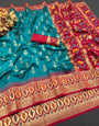 Jazzy Rama Banarasi Ikkat Silk Saree With Sempiternal Blouse Piece