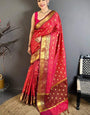 Pretty Dark Pink Banarasi Tissue Silk Saree With Phenomenal Blouse Piece