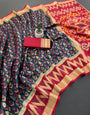 Sumptuous Grey Banarasi Ikkat Silk Saree With Dazzling Blouse Piece