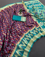 Panoply Purple Banarasi Ikkat Silk Saree With Incomparable Blouse Piece