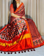 Delectable Maroon Patola Lagdi Patta Saree With Capricious Blouse Piece