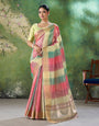 Quintessential Multicolor Zari Weaving Linen Silk Saree With Chatoyant Blouse Piece