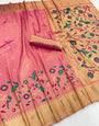 Rhapsody Pink Tissue Silk Paithani Saree With Comely Blouse Piece