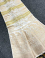 Nemesis Beige Banarasi Tissue Silk Saree With Ephemeral Blouse Piece