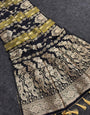 Wonderful Black Banarasi Tissue Silk Saree With Traditional Blouse Piece