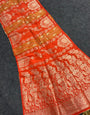 Ethereal Orange Banarasi Tissue Silk Saree With Angelic Blouse Piece